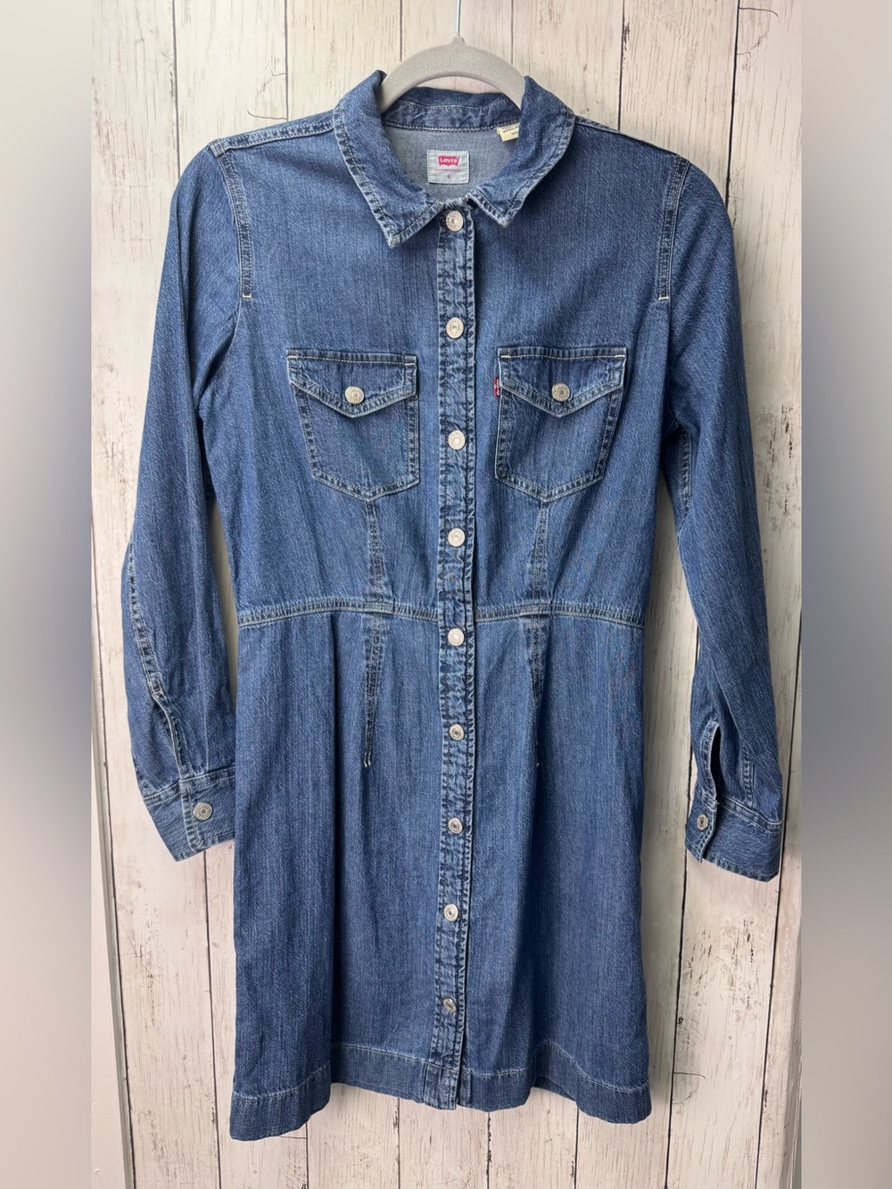 Levi's Women's size Small Blue Denim Button-Front Long Sleeve Dress